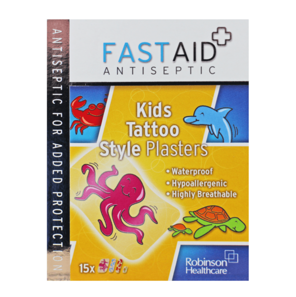 Fast Aid Antiseptic Kids Tattoo Style – 15 Plasters  -  Plasters