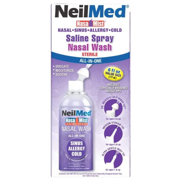 Neilmed NasaMist All In One Saline Spray – 177ml  -  Nasal Congestion