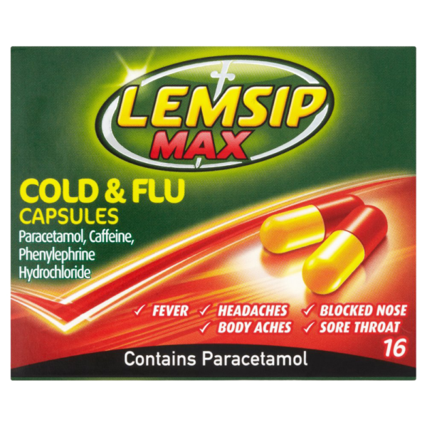 Lemsip Max Cold & Flu – 16 Capsules  -  Cold & Flu