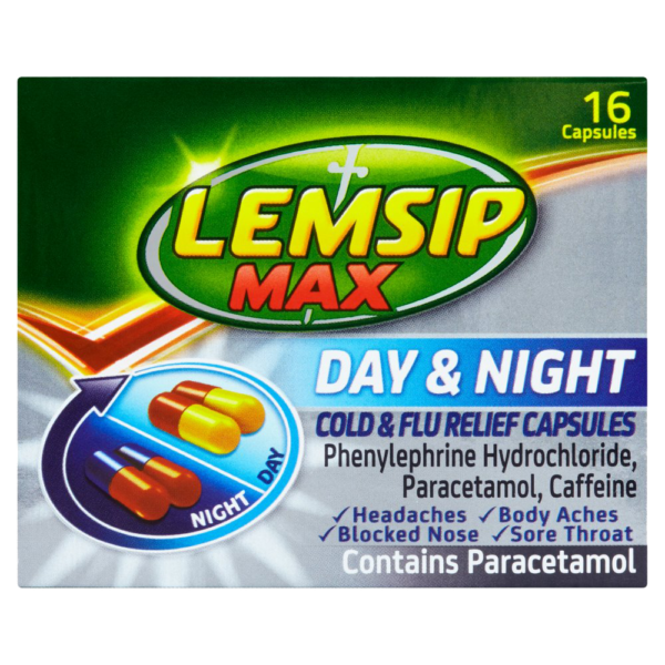 Lemsip Max Day & Night Cold & Flu Relief – 16 Capsules  -  Cold & Flu
