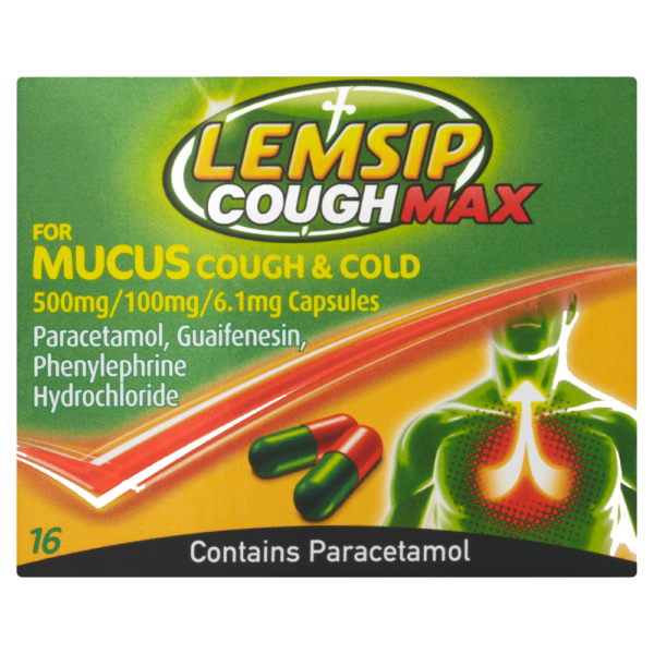 Lemsip Cough Max For Mucus Coughs & Colds – 16 Capsules  -  Cold & Flu