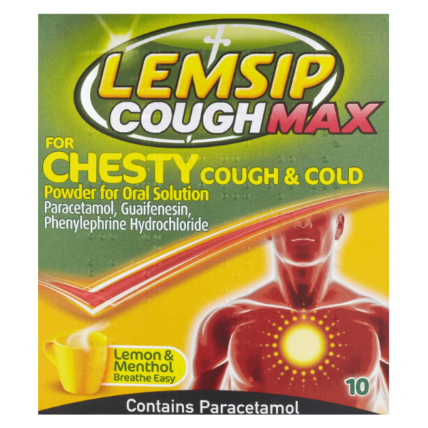 Lemsip Cough Max Chesty Cough & Cold Lemon – 10 Sachets  -  Cold & Flu