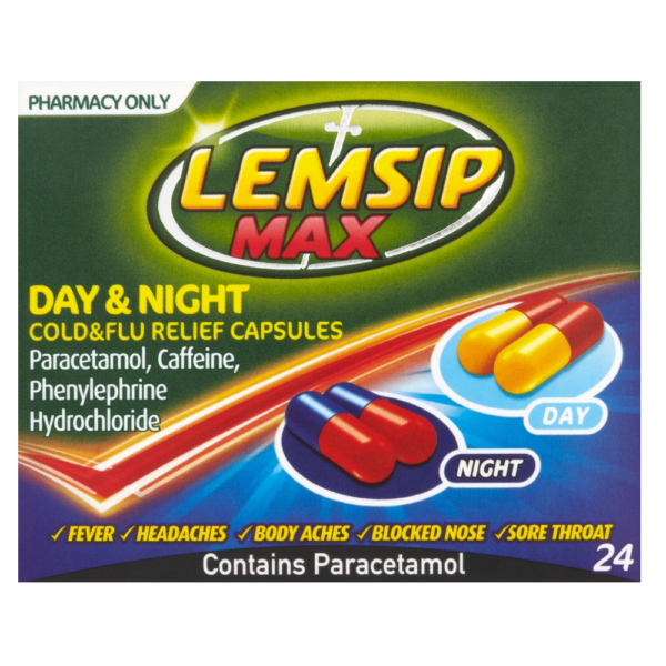 Lemsip Max Day & Night Cold & Flu – 24 Capsules  -  Cold & Flu