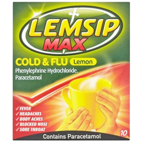 Lemsip Max Flu Lemon – 10 Sachets  -  Cold & Flu