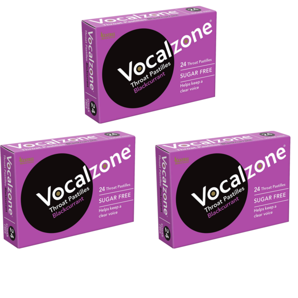 Vocalzone Blackcurrant Sugar Free – Sore Throat Relief Pastilles – Pack of 3  -  Coughs, Colds & Flu