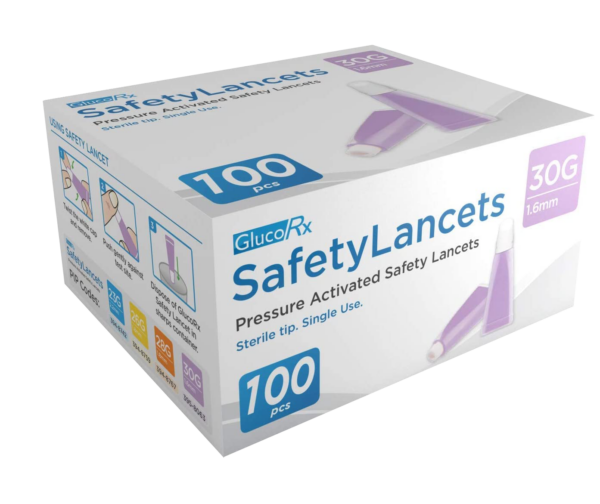 glucorx-30-g-1-6-mm-safety-lancets-100-pack