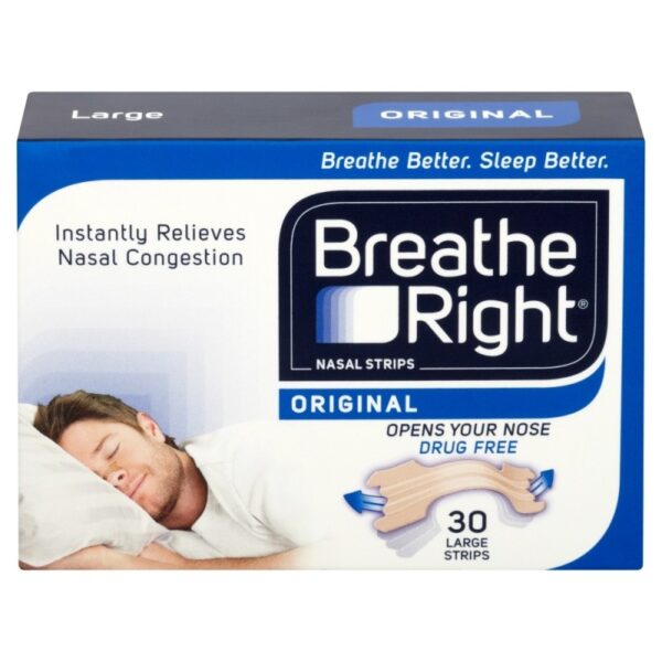 Breathe Right Congestion Relief Nasal Strips Original Large – 30 Strips  -  Nasal Care