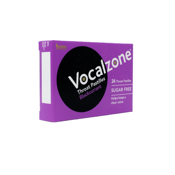 Vocalzone Blackcurrant Sugar Free – Sore Throat Relief Pastilles – 24 Pastilles  -  Coughs, Colds & Flu