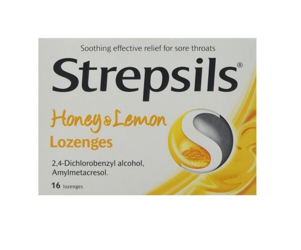 Strepsils Lozenges Honey & Lemon – Pack of 16  -  Coughs, Colds & Flu