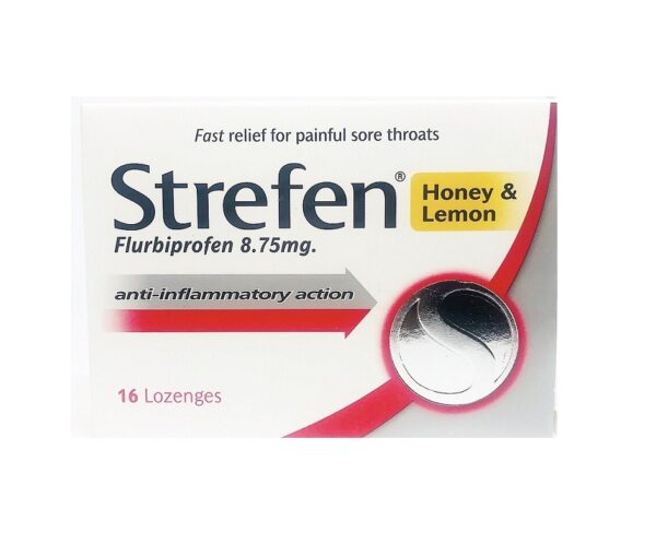 Strepsils Strefen Lozenges Honey & Lemon – Pack of 16  -  Coughs, Colds & Flu