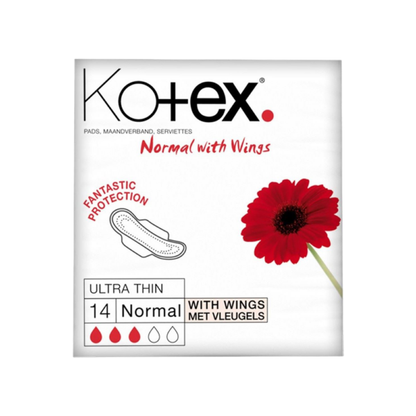 Kotex Ultra Thin Normal Towels with Wings – Pack of 14  -  Periods