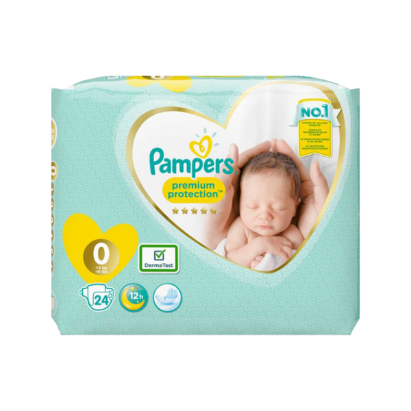 Pampers Premium Protection Size 0 – Carry Pack – 24 Nappies  -  Baby & Toddler