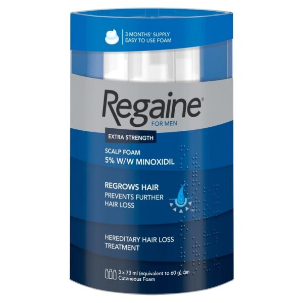 Regaine for Men Extra Strength Scalp Foam – 3 Month Supply (3 x 73ml)  -  Hair Loss for Men