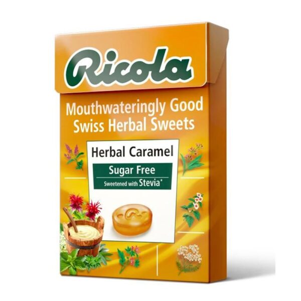 Ricola – Herbal Caramel Sugar Free Lozenges Box – 45g  -  Coughs, Colds & Flu