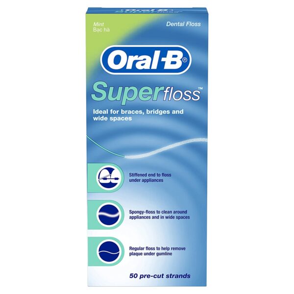 Oral-B Super Floss Mint – 50 Pre-Cut Strands  -  Dental Floss