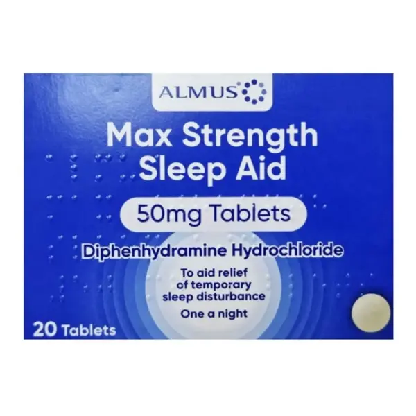 Sleep Aid 50mg Tablets – 20 Tablets (Brand May Vary)  -  Sleep Aids