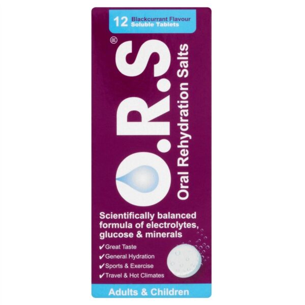 O.R.S Adults & Children Blackcurrant Flavour – 12 Soluble Tablets  -  Dehydration