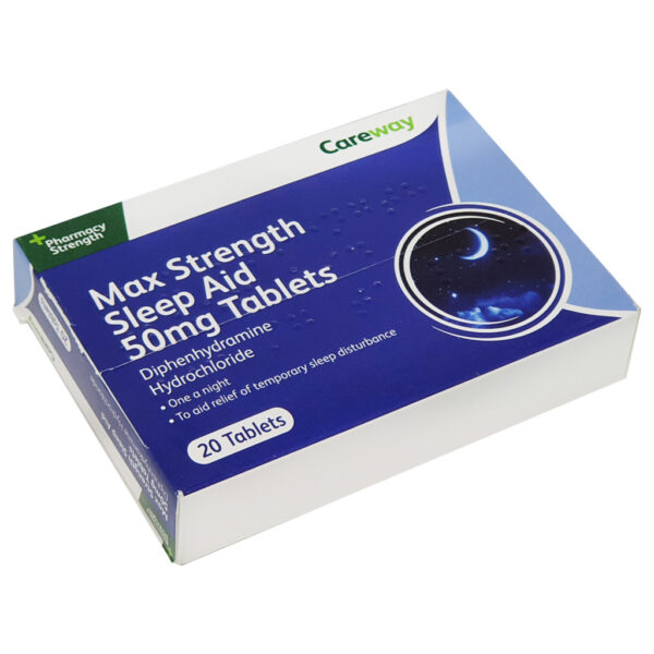 Generic Sleep Aid 50mg Tablets – 20 Tablets (Diphenhydramine)  -  Sleep Aids