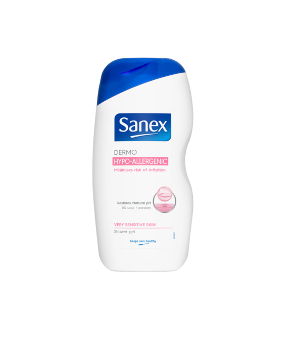 sanex dermo hypo allergenic sensitive skin shower gel - 500ml.