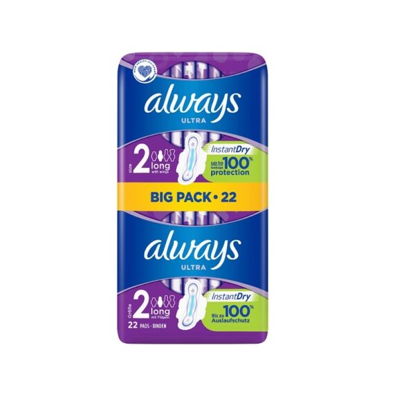 Always Ultra Long Sanitary Towels Wings – 22 Pads  -  Periods