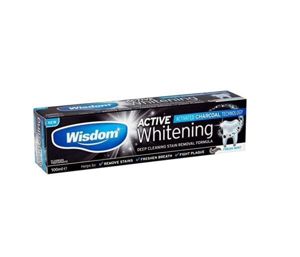 Wisdom Active Whitening Charcoal Toothpaste – 100ml  -  New In