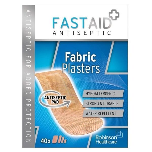 Fast Aid Fabric Plasters Assorted Sizes – 40 Pack  -  Plasters