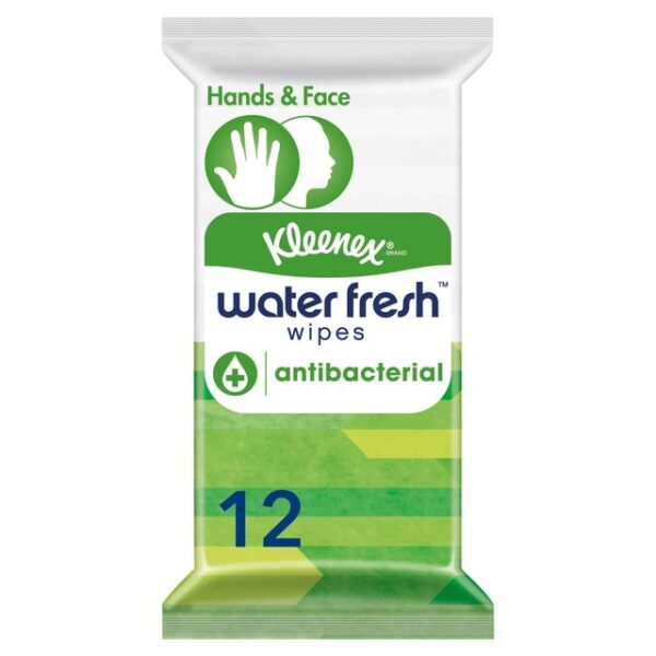 Kleenex Water Fresh Wipes Antibacterial Sheets – Pack of 12  -  £1 Range