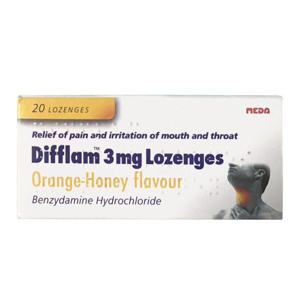 Difflam Orange & Honey – 20 Lozenges 3mg  -  Coughs, Colds & Flu