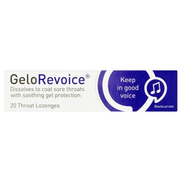 GeloRevoice Blackcurrent Flavour – 20 Throat Lozenges  -  Coughs, Colds & Flu