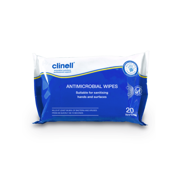 Clinell Antimicrobial Hand and Surface Wipes - 20 Wipes