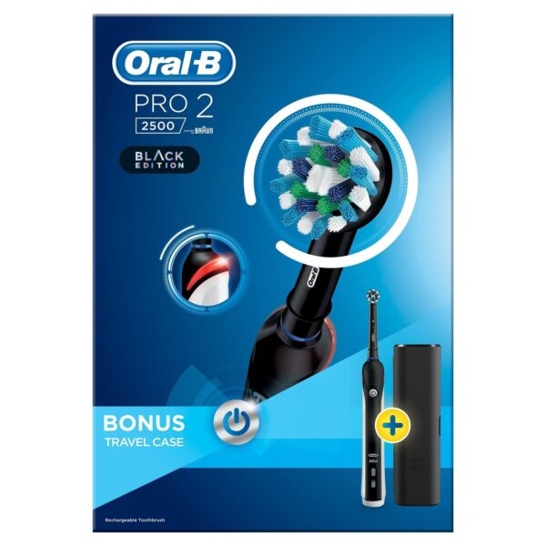 Oral B Pro 2500 Crossaction Electric Toothbrush Black Edition with case -1  -  Dental