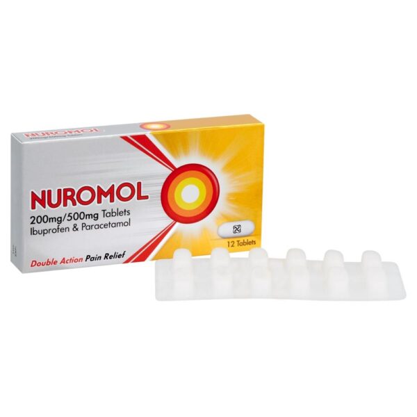 Nuromol Dual Action Pain Relief 200mg/500mg-12-tablets  -  Headaches & Migraines