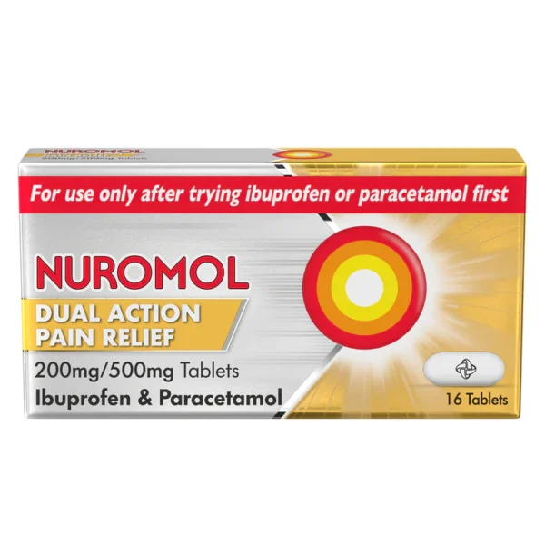 Nuromol Dual Action Pain Relief 200mg/500mg– 16-tablets  -  Headaches & Migraines