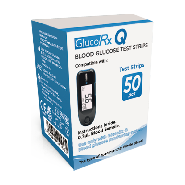 GlucoRx Q Testing Strips – Pack of 50 Strips  -  Diabetes Care