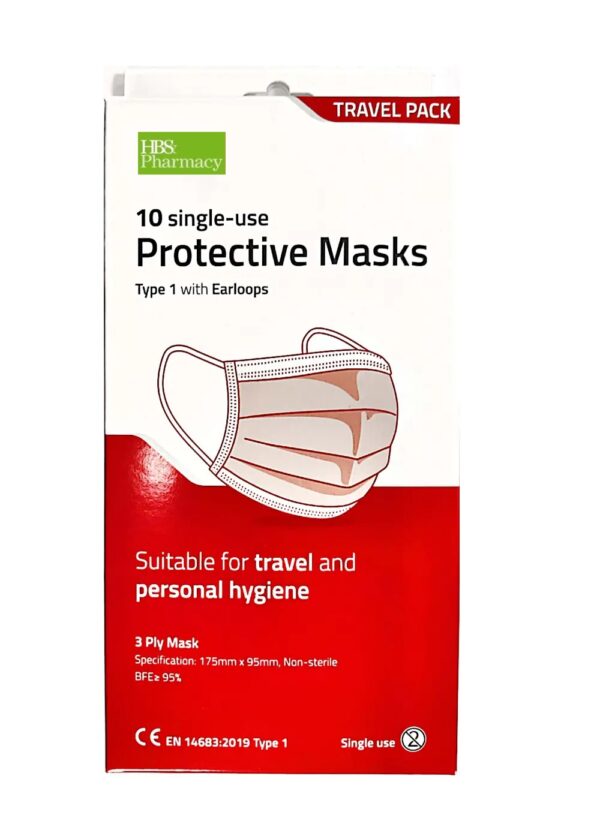 HBS Travel Pack – 3 ply Protective Face Masks, Pack of 10  -  Face Masks